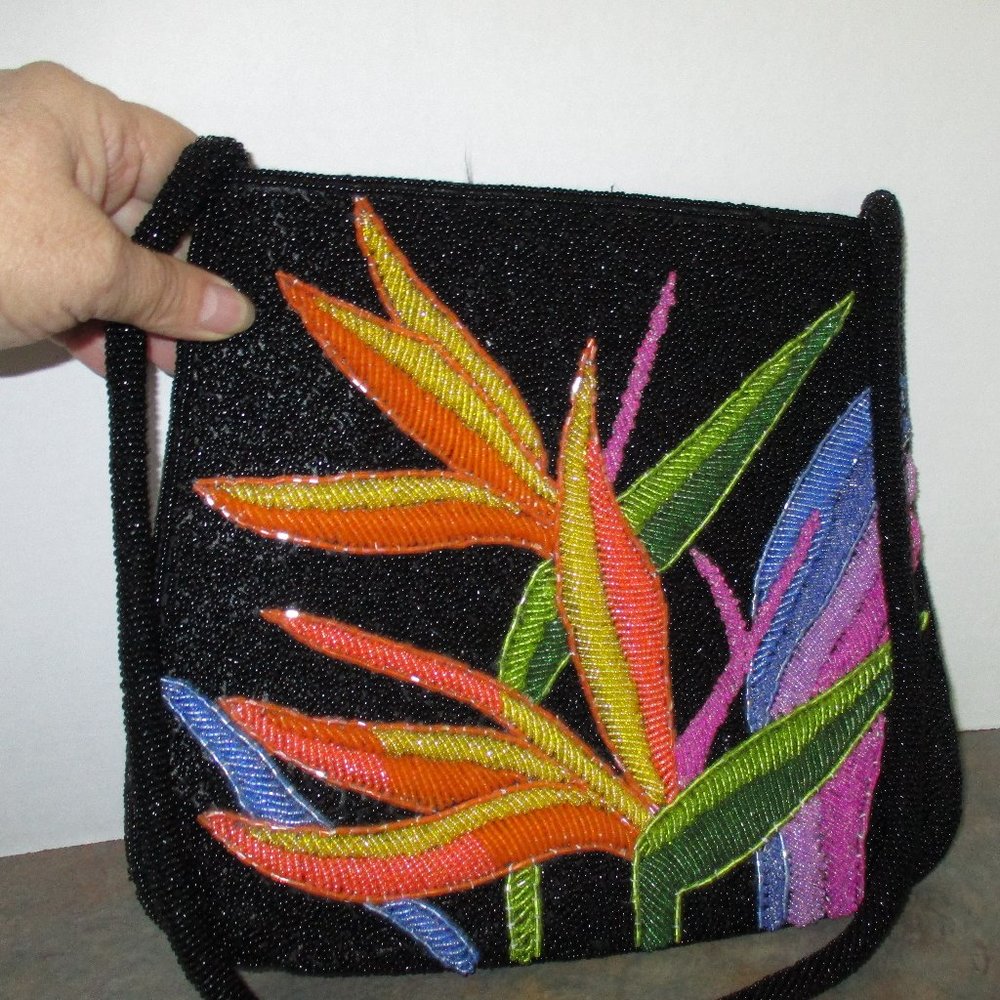 Chicos Black bird of paradise handbag